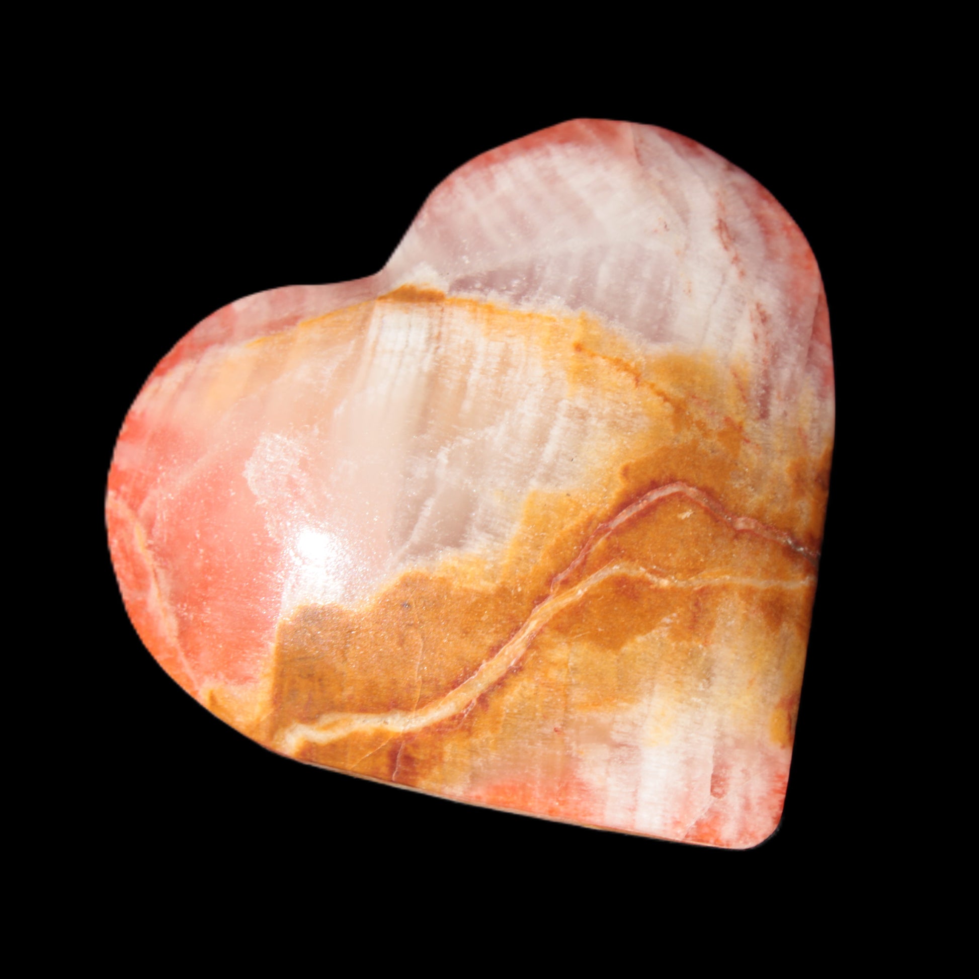 Calcite dyed hand-carved heart 61*58*16mm 85.5g Rocks and Things