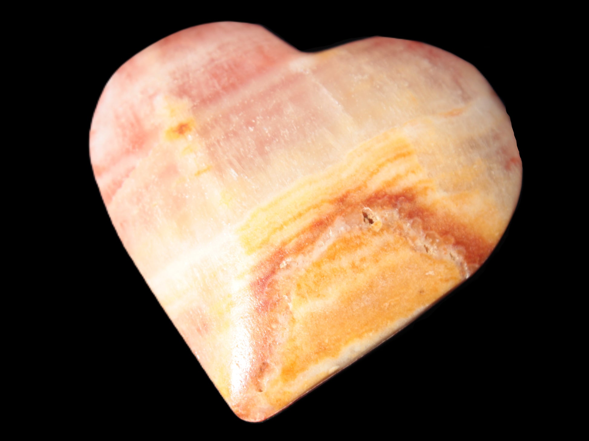 Calcite dyed hand-carved heart 61*58*16mm 85.5g Rocks and Things