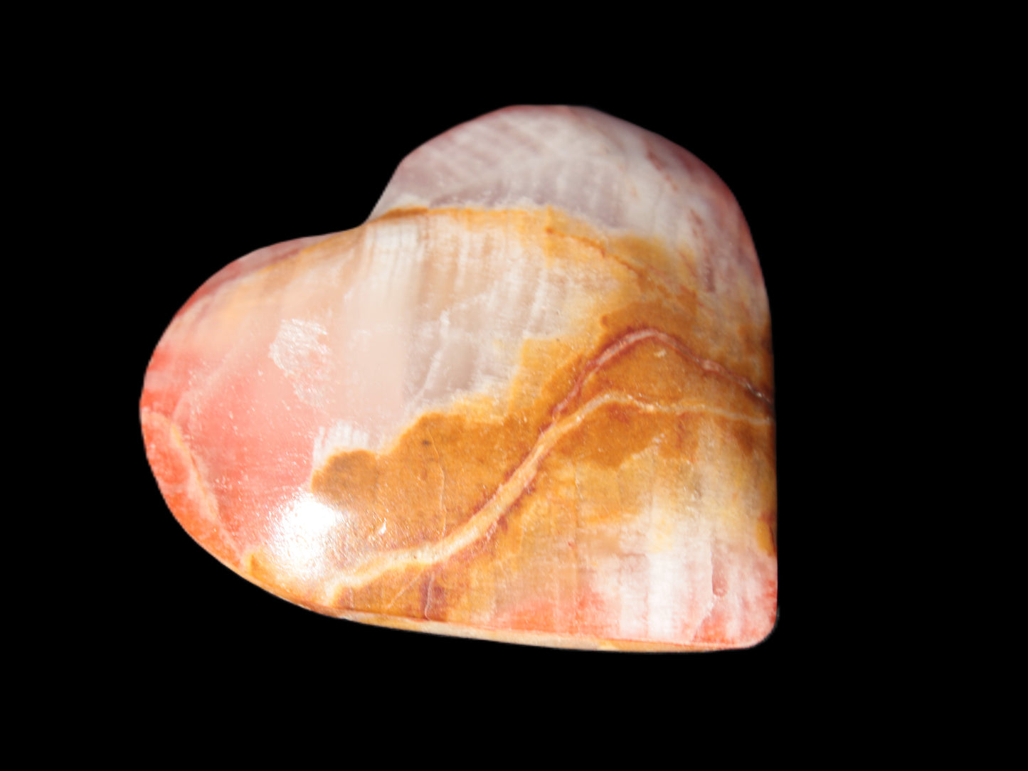 Calcite dyed hand-carved heart 61*58*16mm 85.5g Rocks and Things