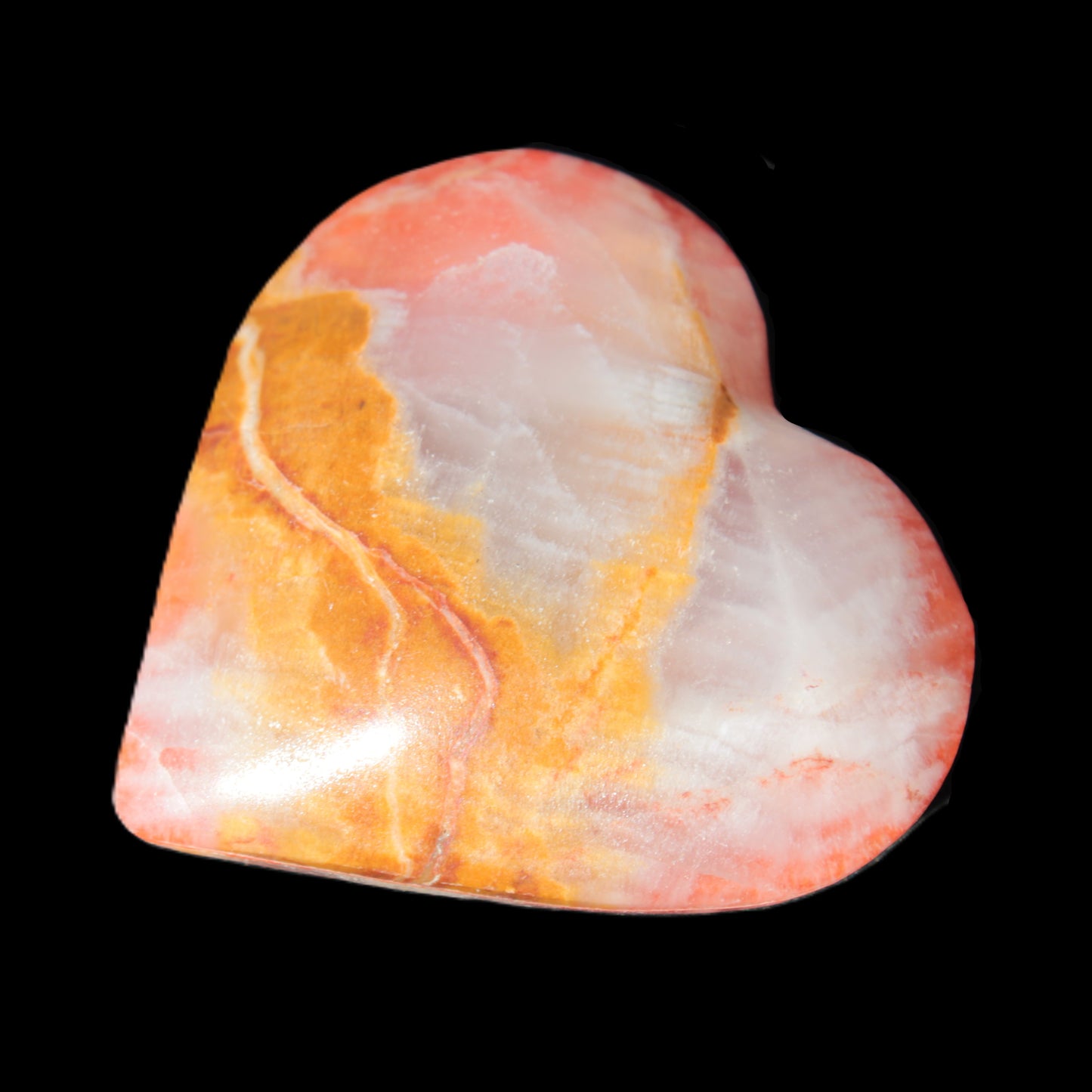 Calcite dyed hand-carved heart 61*58*16mm 85.5g Rocks and Things