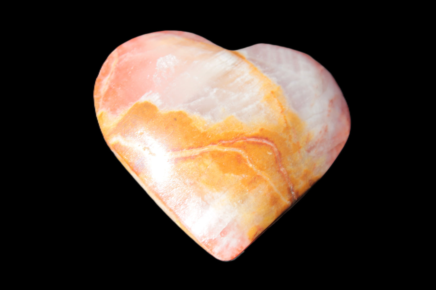 Calcite dyed hand-carved heart 61*58*16mm 85.5g Rocks and Things