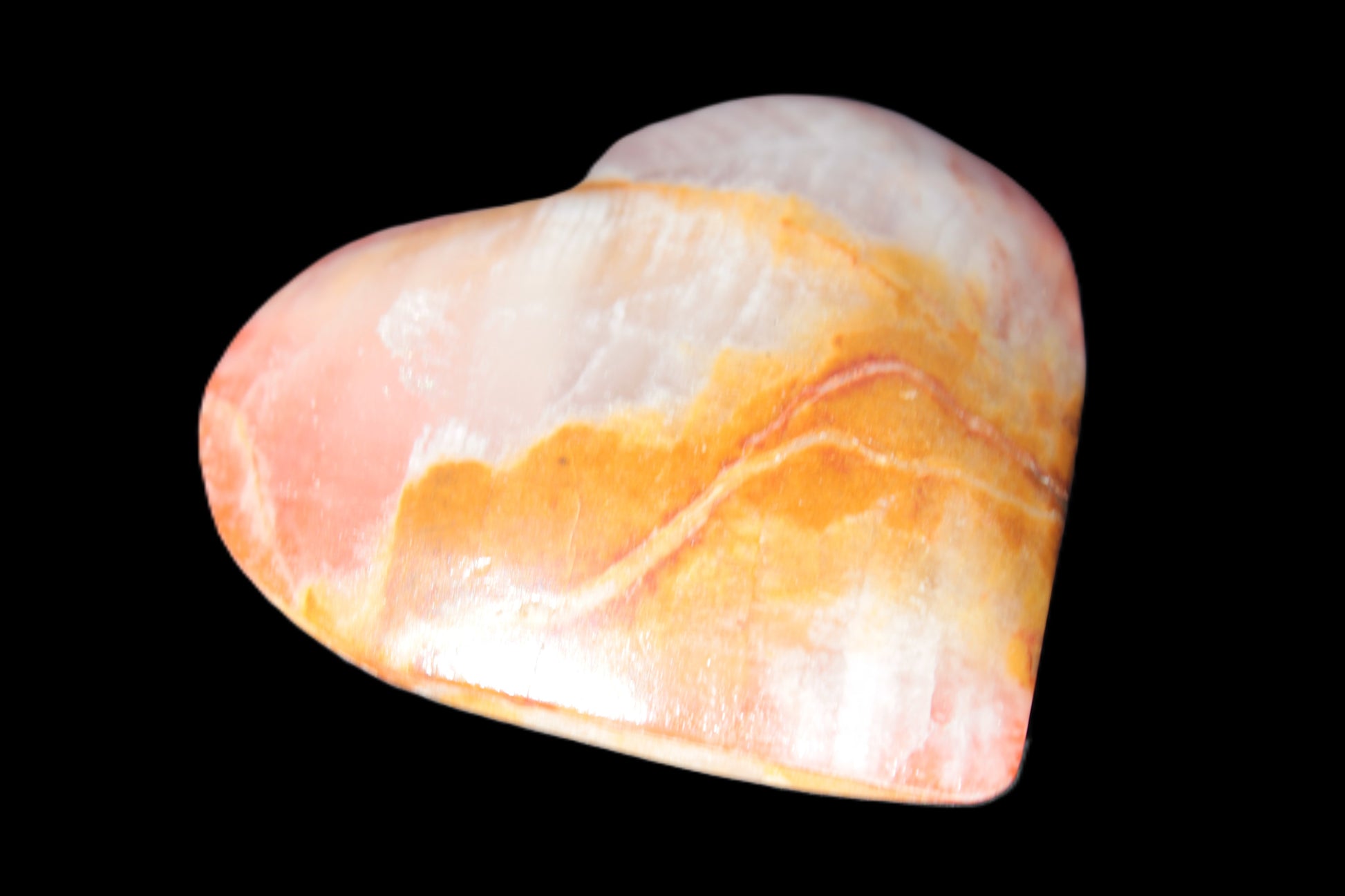 Calcite dyed hand-carved heart 61*58*16mm 85.5g Rocks and Things