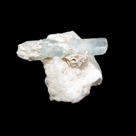 Aquamarine on pale green Elbaite with Muscovite 30mm 47.6ct 9.5g - Rocks and Things Store