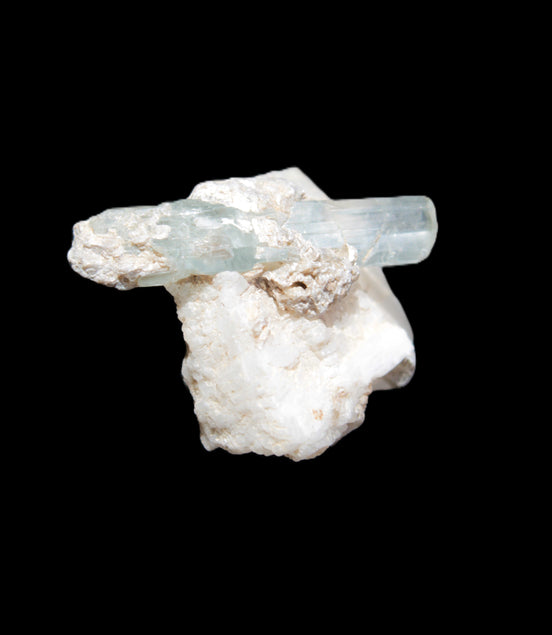 Aquamarine on pale green Elbaite with Muscovite 30mm 47.6ct 9.5g - Rocks and Things Store