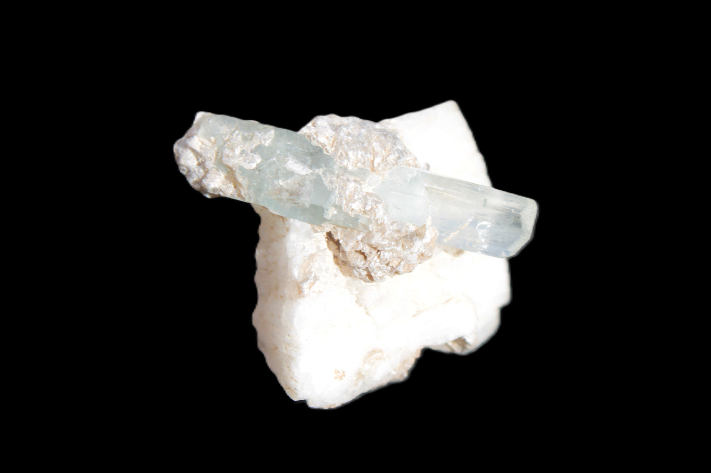 Aquamarine on pale green Elbaite with Muscovite 30mm 47.6ct 9.5g Rocks and Things