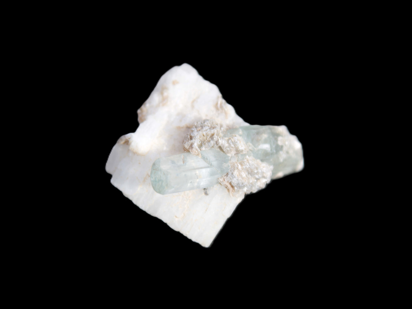 Aquamarine on pale green Elbaite with Muscovite 30mm 47.6ct 9.5g Rocks and Things