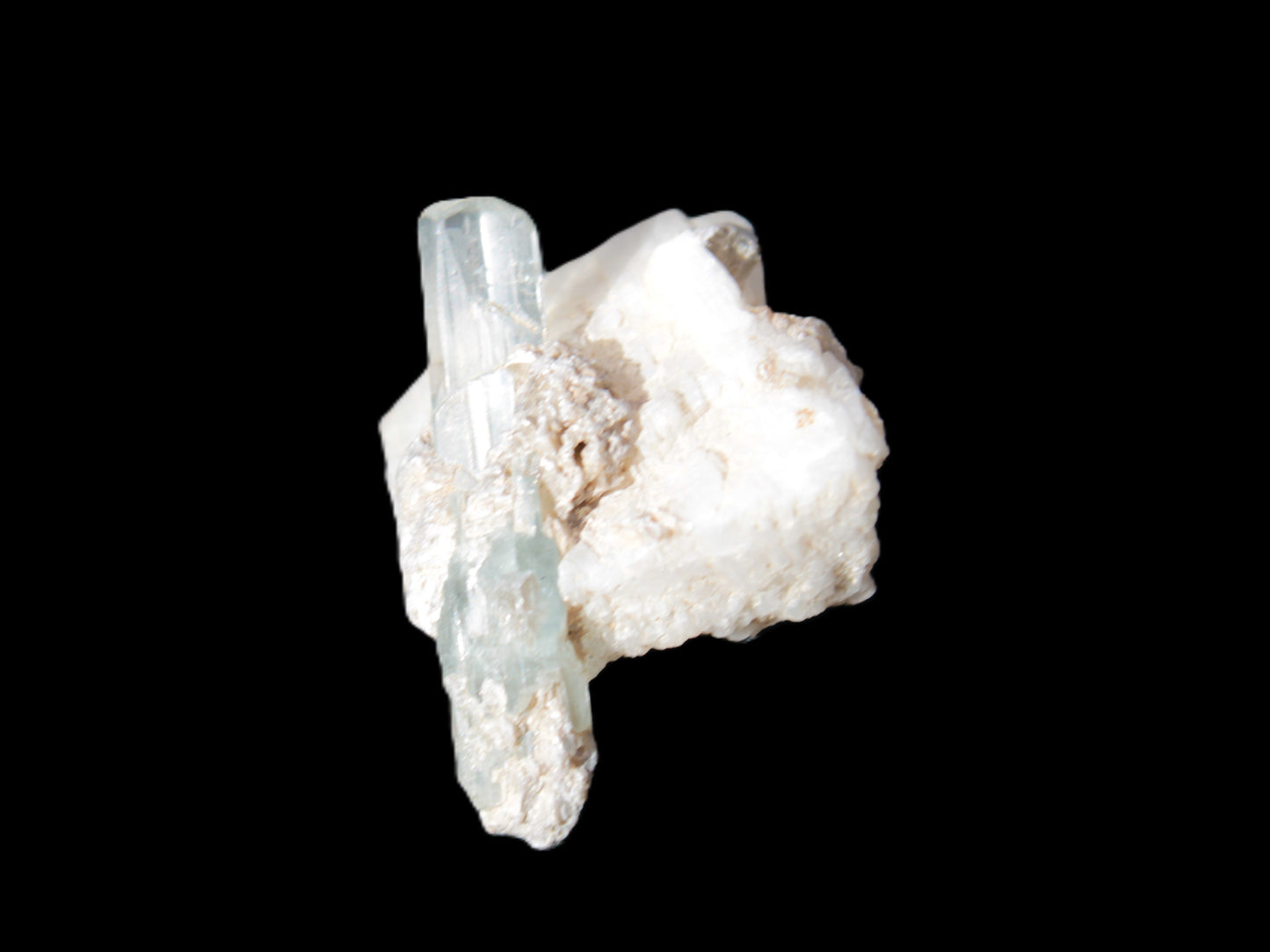 Aquamarine on pale green Elbaite with Muscovite 30mm 47.6ct 9.5g Rocks and Things