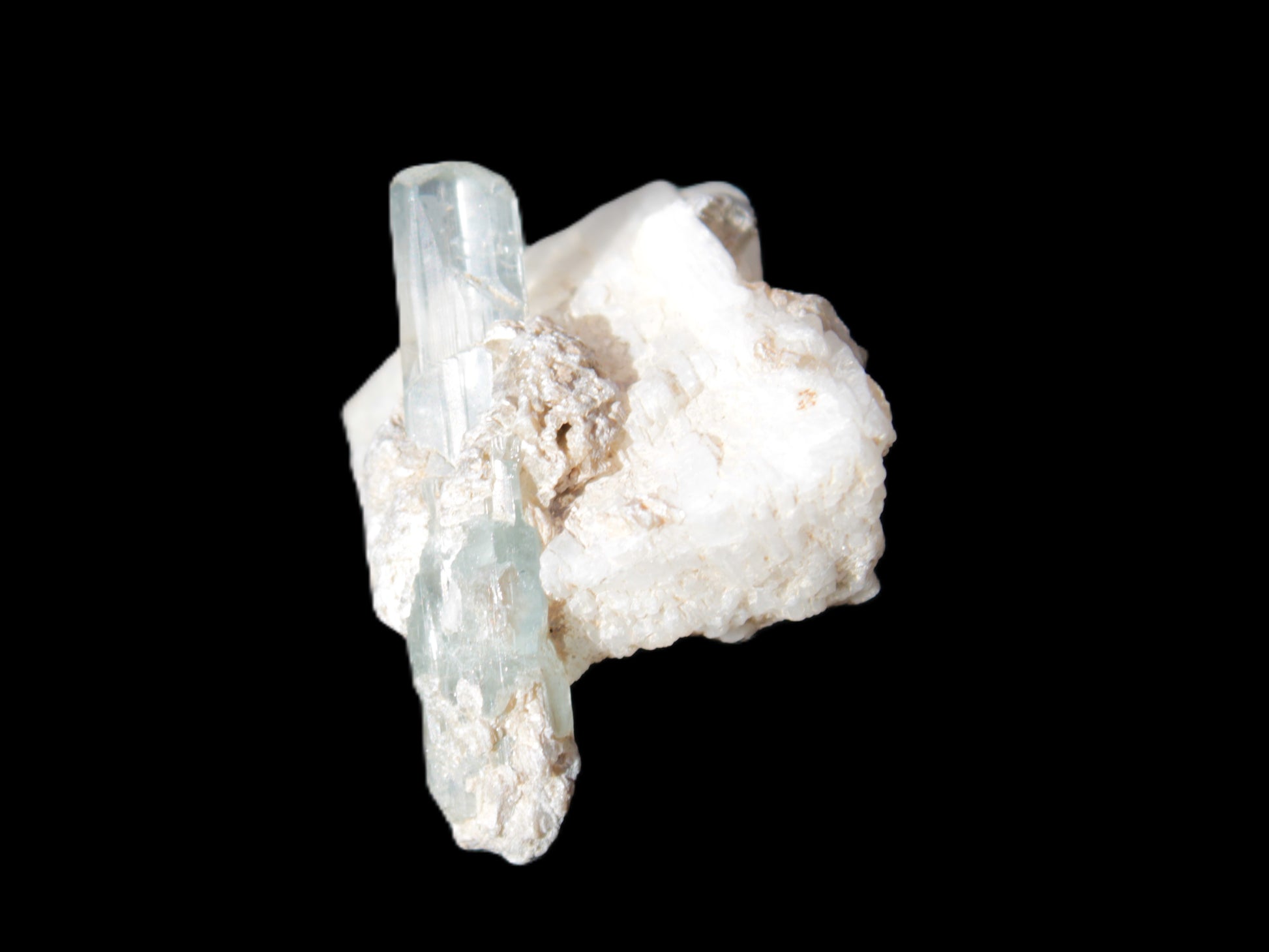 Aquamarine on pale green Elbaite with Muscovite 30mm 47.6ct 9.5g Rocks and Things