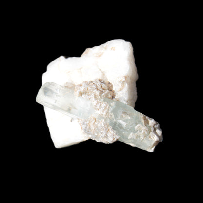 Aquamarine on pale green Elbaite with Muscovite 30mm 47.6ct 9.5g Rocks and Things