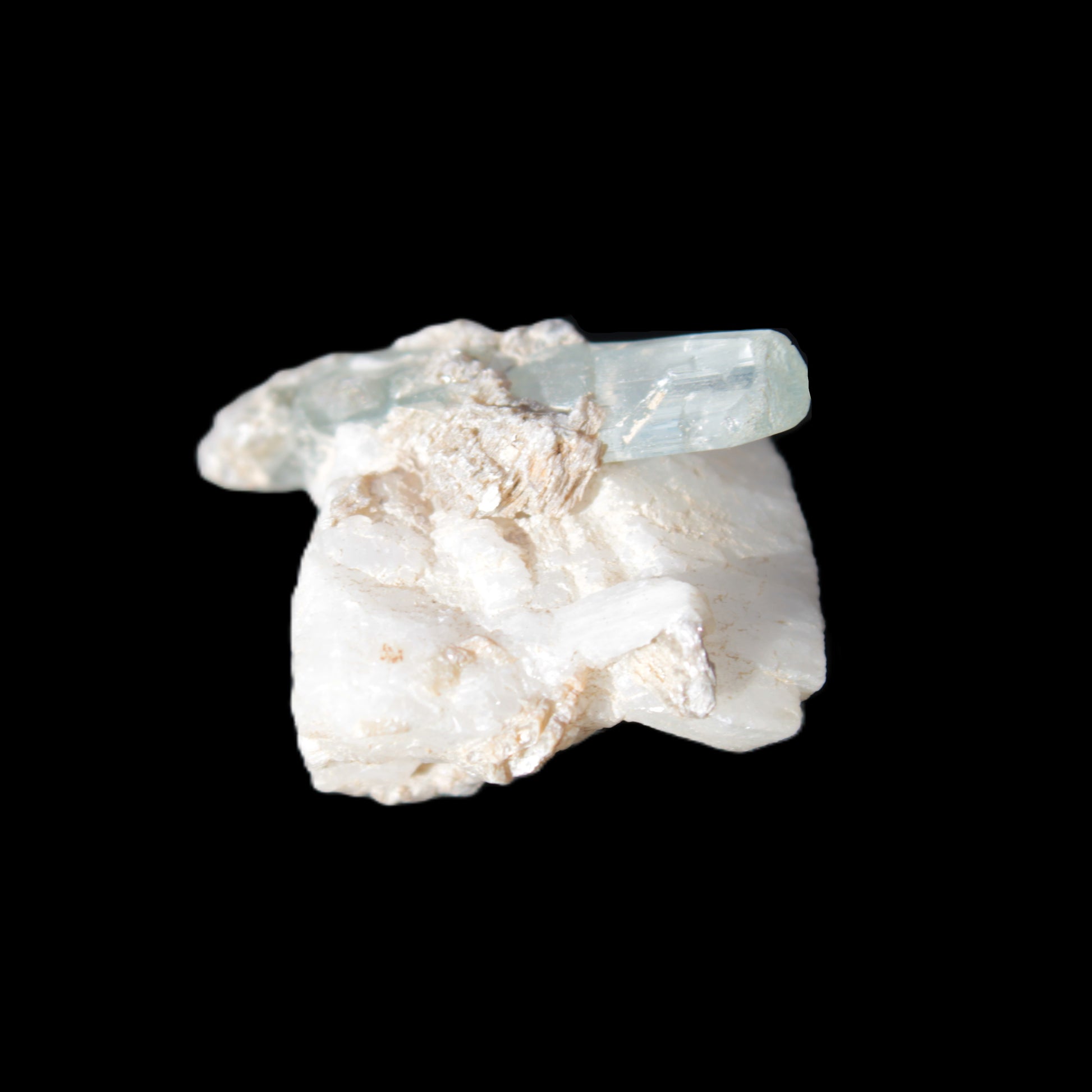 Aquamarine on pale green Elbaite with Muscovite 30mm 47.6ct 9.5g Rocks and Things