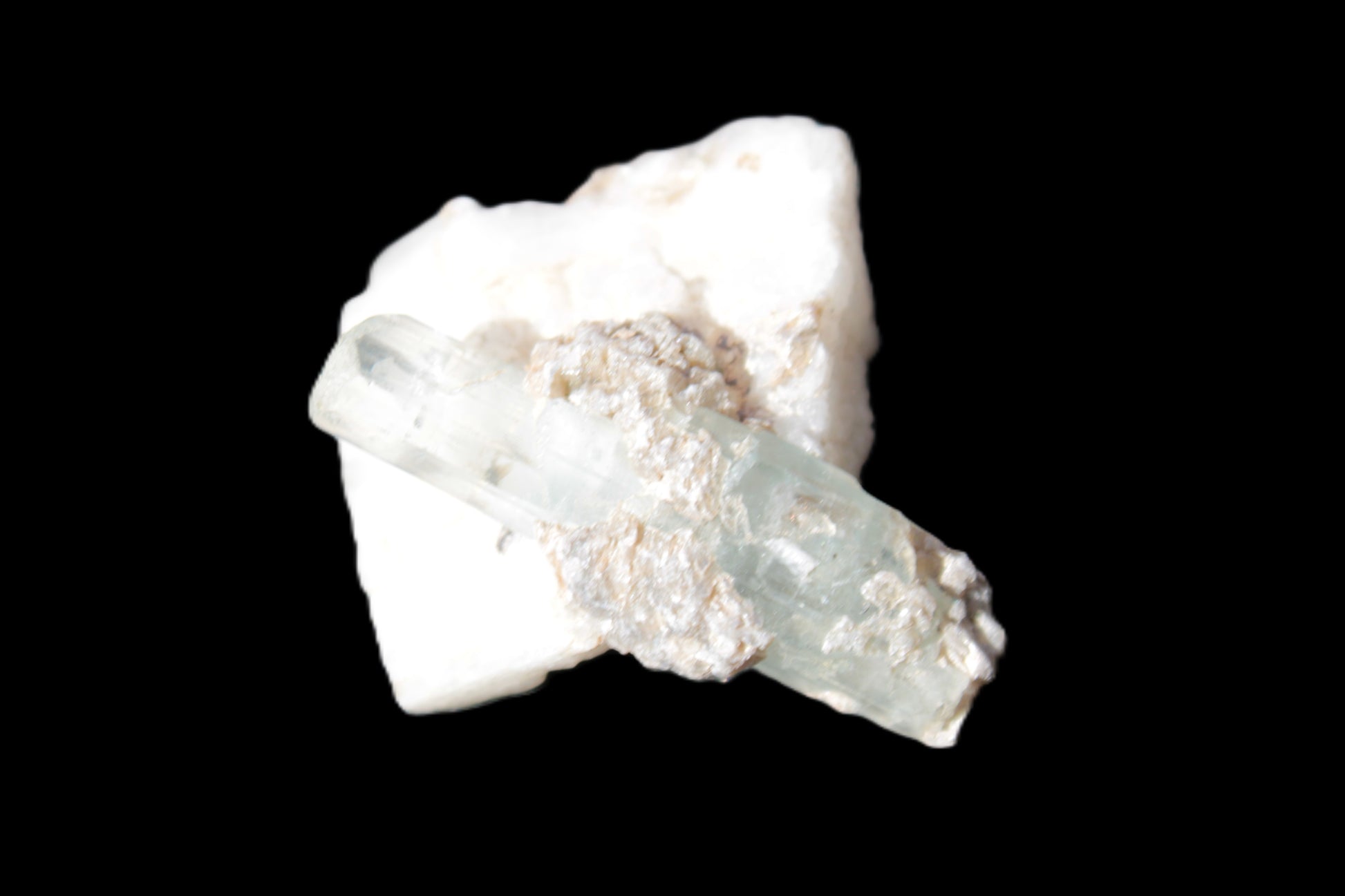 Aquamarine on pale green Elbaite with Muscovite 30mm 47.6ct 9.5g Rocks and Things