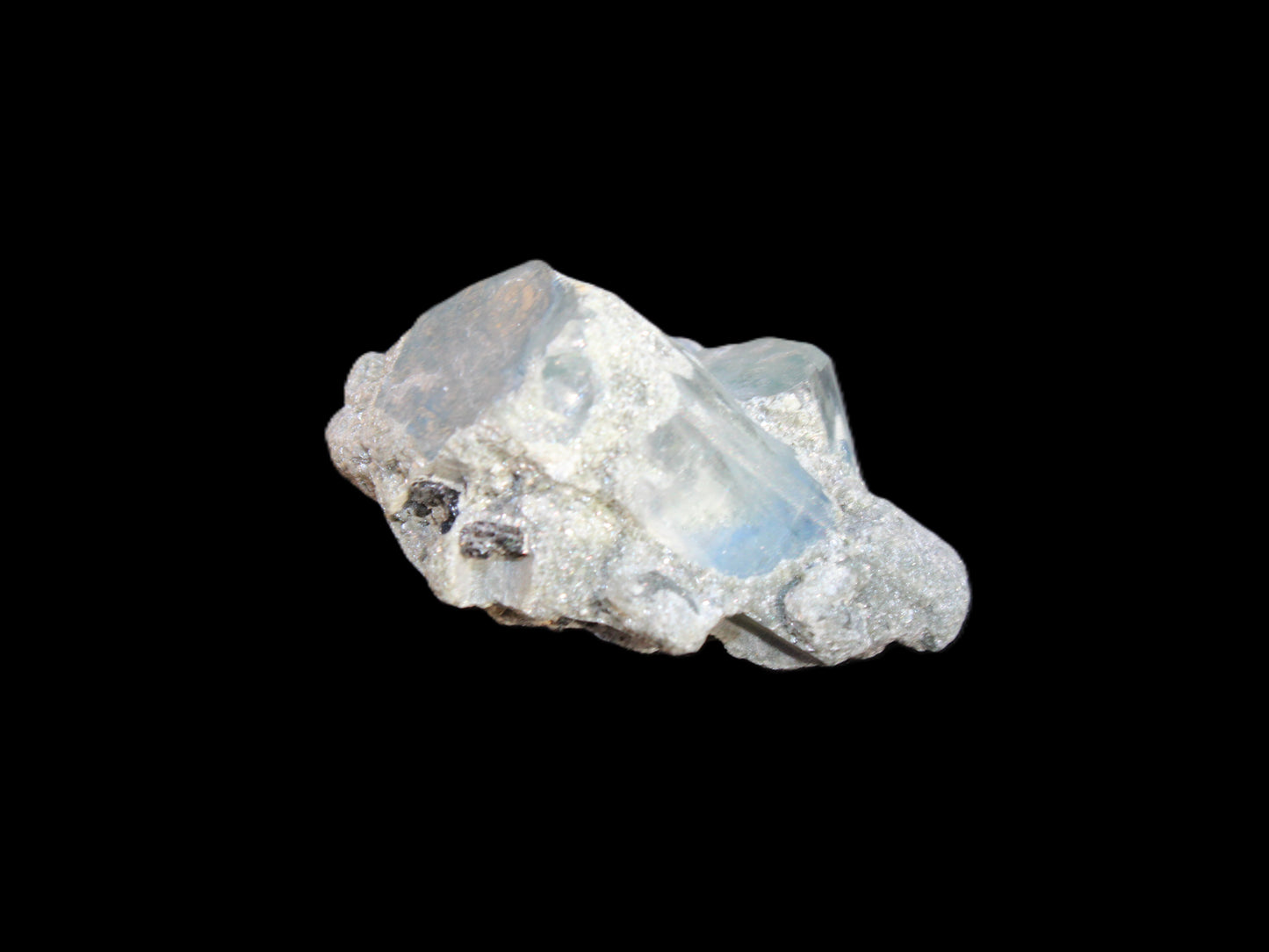 Three Terminated Aquamarine crystals cluster with Mica from Afghanistan 27mm 44.7ct 8.9g Rocks and Things