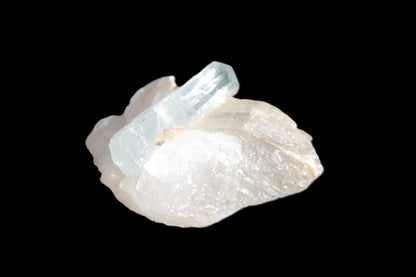 Blue/Clear double-terminated Aquamarine (22mm) and Calcite crystal 36mm 56.1ct 11.2g Rocks and Things