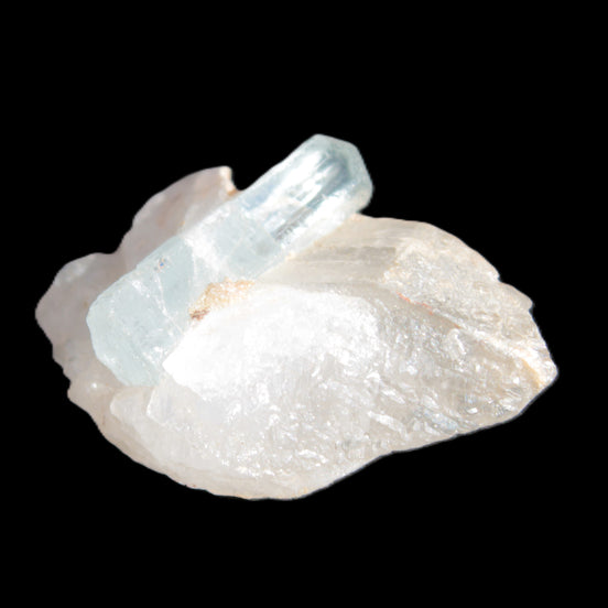 Blue/Clear double-terminated Aquamarine (22mm) and Calcite crystal 36mm 56.1ct 11.2g Rocks and Things