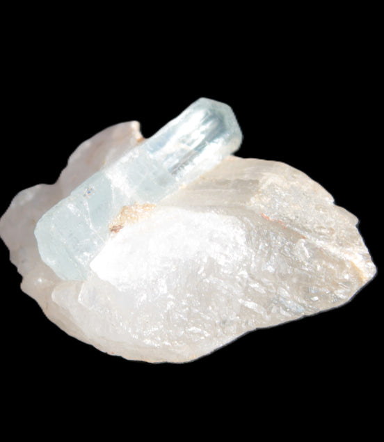 Blue/Clear double-terminated Aquamarine (22mm) and Calcite crystal 36mm 56.1ct 11.2g Rocks and Things