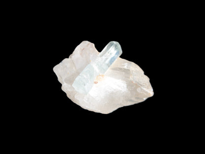 Blue/Clear double-terminated Aquamarine (22mm) and Calcite crystal 36mm 56.1ct 11.2g Rocks and Things