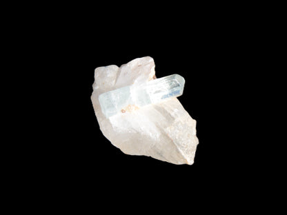 Blue/Clear double-terminated Aquamarine (22mm) and Calcite crystal 36mm 56.1ct 11.2g Rocks and Things