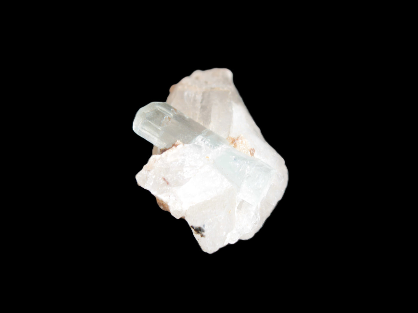 Blue/Clear double-terminated Aquamarine (22mm) and Calcite crystal 36mm 56.1ct 11.2g Rocks and Things