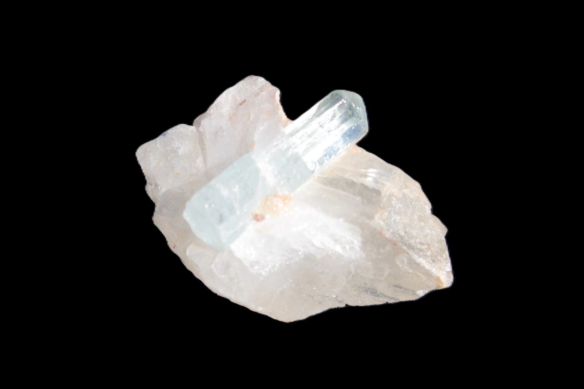 Blue/Clear double-terminated Aquamarine (22mm) and Calcite crystal 36mm 56.1ct 11.2g Rocks and Things