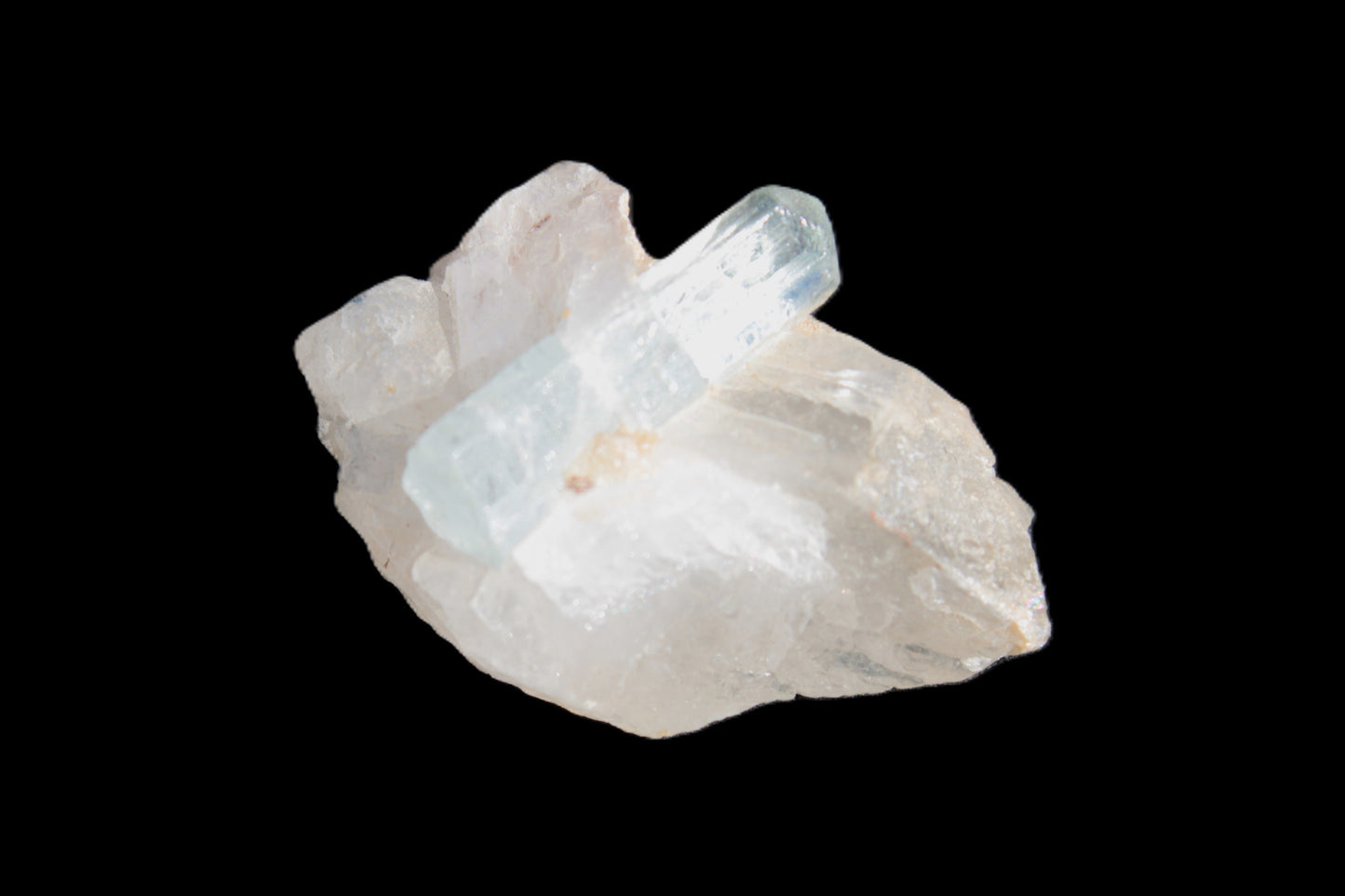 Blue/Clear double-terminated Aquamarine (22mm) and Calcite crystal 36mm 56.1ct 11.2g Rocks and Things