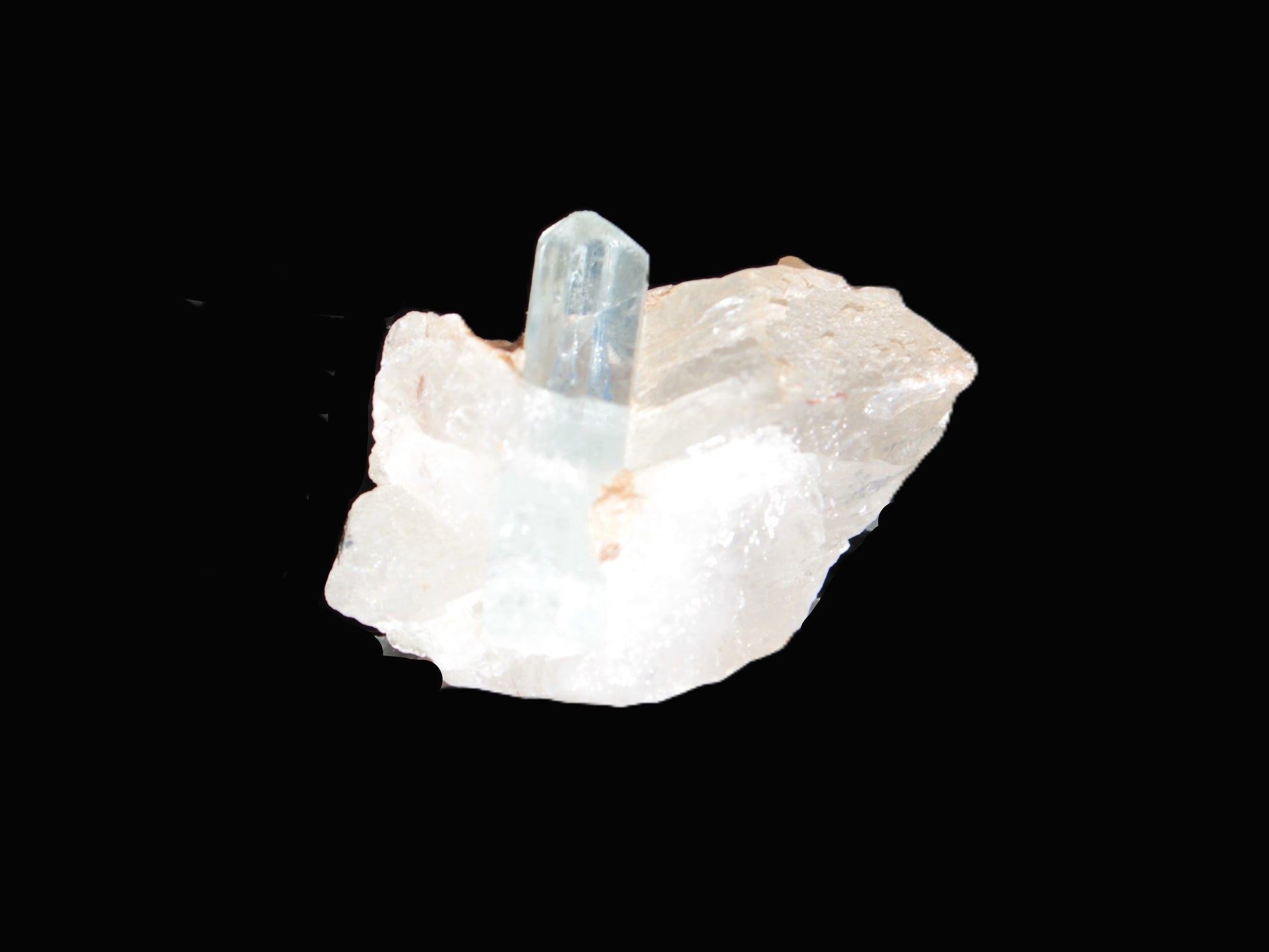 Blue/Clear double-terminated Aquamarine (22mm) and Calcite crystal 36mm 56.1ct 11.2g Rocks and Things