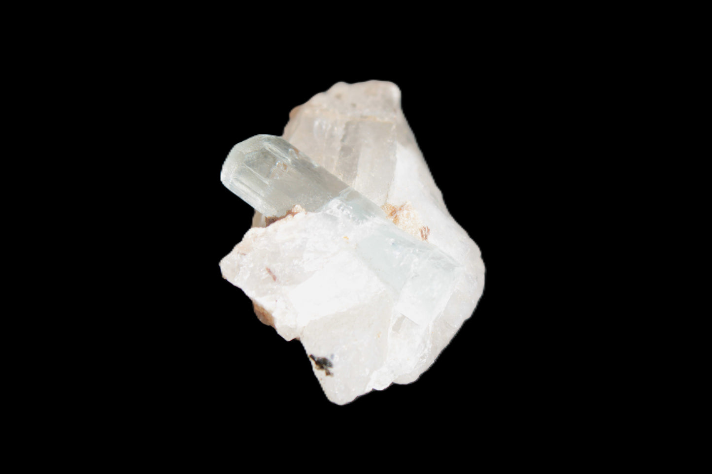 Blue/Clear double-terminated Aquamarine (22mm) and Calcite crystal 36mm 56.1ct 11.2g Rocks and Things