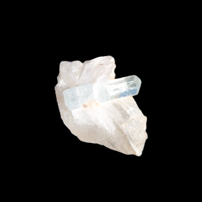 Blue/Clear double-terminated Aquamarine (22mm) and Calcite crystal 36mm 56.1ct 11.2g Rocks and Things