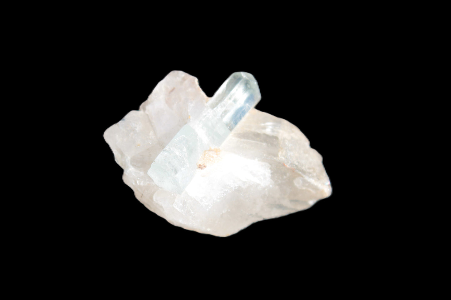 Blue/Clear double-terminated Aquamarine (22mm) and Calcite crystal 36mm 56.1ct 11.2g Rocks and Things