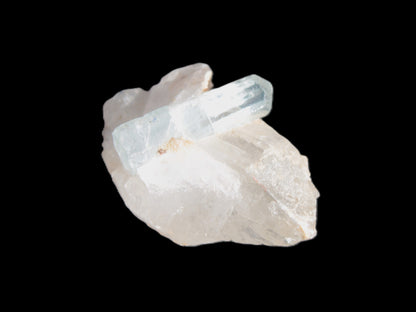 Blue/Clear double-terminated Aquamarine (22mm) and Calcite crystal 36mm 56.1ct 11.2g Rocks and Things