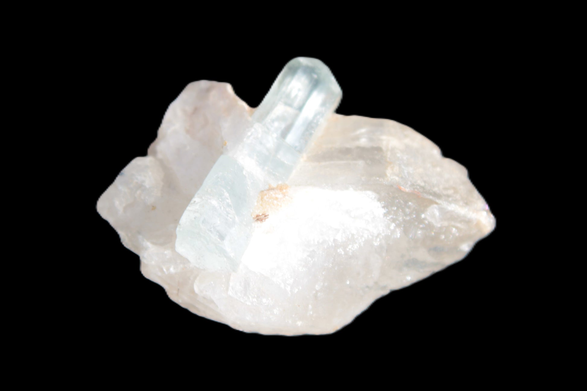 Blue/Clear double-terminated Aquamarine (22mm) and Calcite crystal 36mm 56.1ct 11.2g Rocks and Things