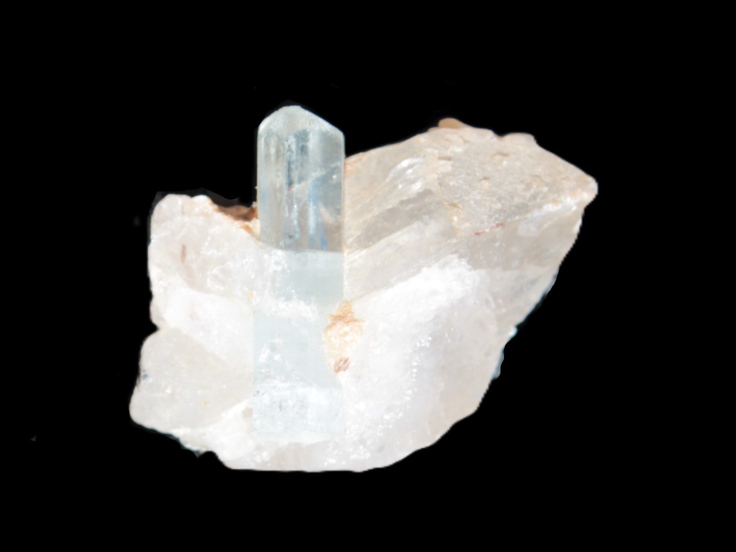 Blue/Clear double-terminated Aquamarine (22mm) and Calcite crystal 36mm 56.1ct 11.2g Rocks and Things