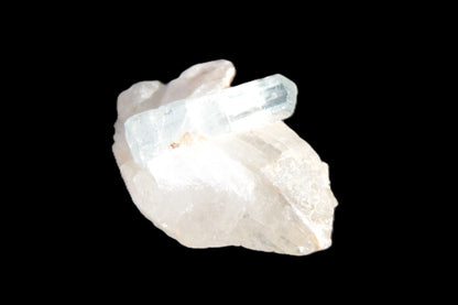 Blue/Clear double-terminated Aquamarine (22mm) and Calcite crystal 36mm 56.1ct 11.2g Rocks and Things