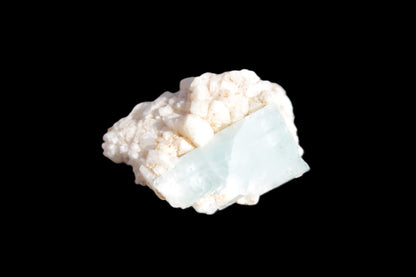 Blue Terminated Aquamarine crystal 21mm on Feldspar & Mica matrix 28mm 58.2ct 11.6g Rocks and Things