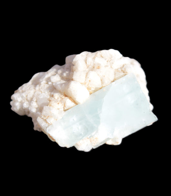 Blue Terminated Aquamarine crystal 21mm on Feldspar & Mica matrix 28mm 58.2ct 11.6g Rocks and Things