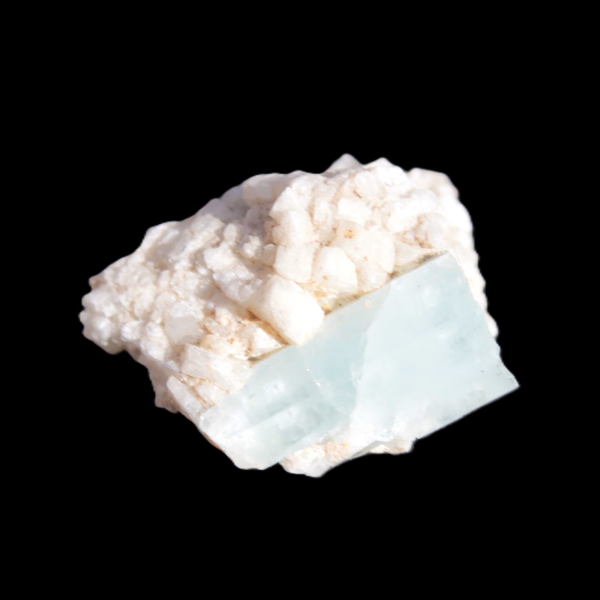 Blue Terminated Aquamarine crystal 21mm on Feldspar & Mica matrix 28mm 58.2ct 11.6g Rocks and Things