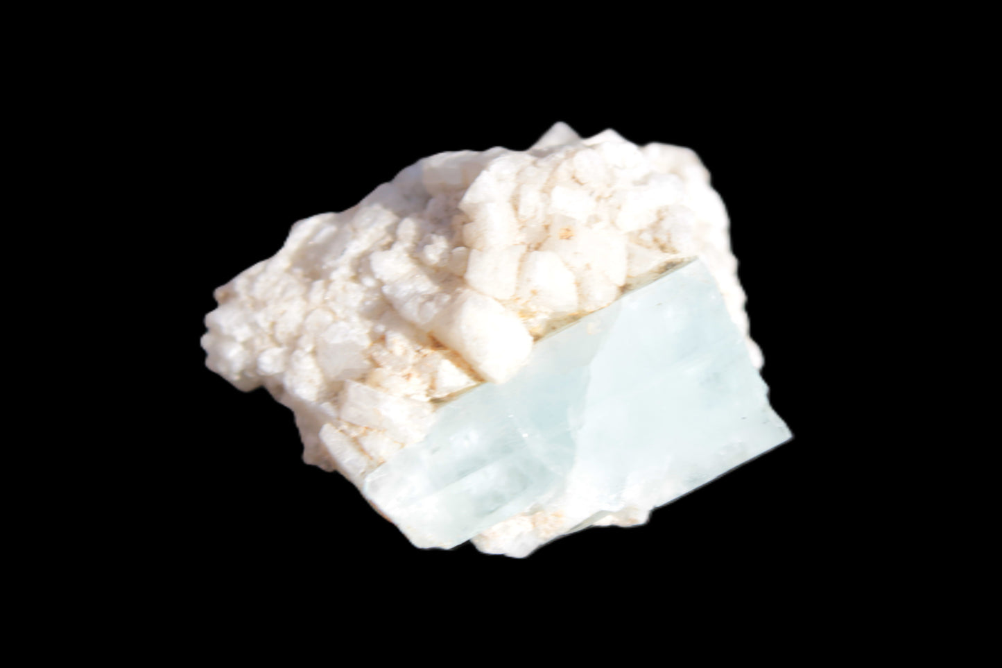 Blue Terminated Aquamarine crystal 21mm on Feldspar & Mica matrix 28mm 58.2ct 11.6g Rocks and Things