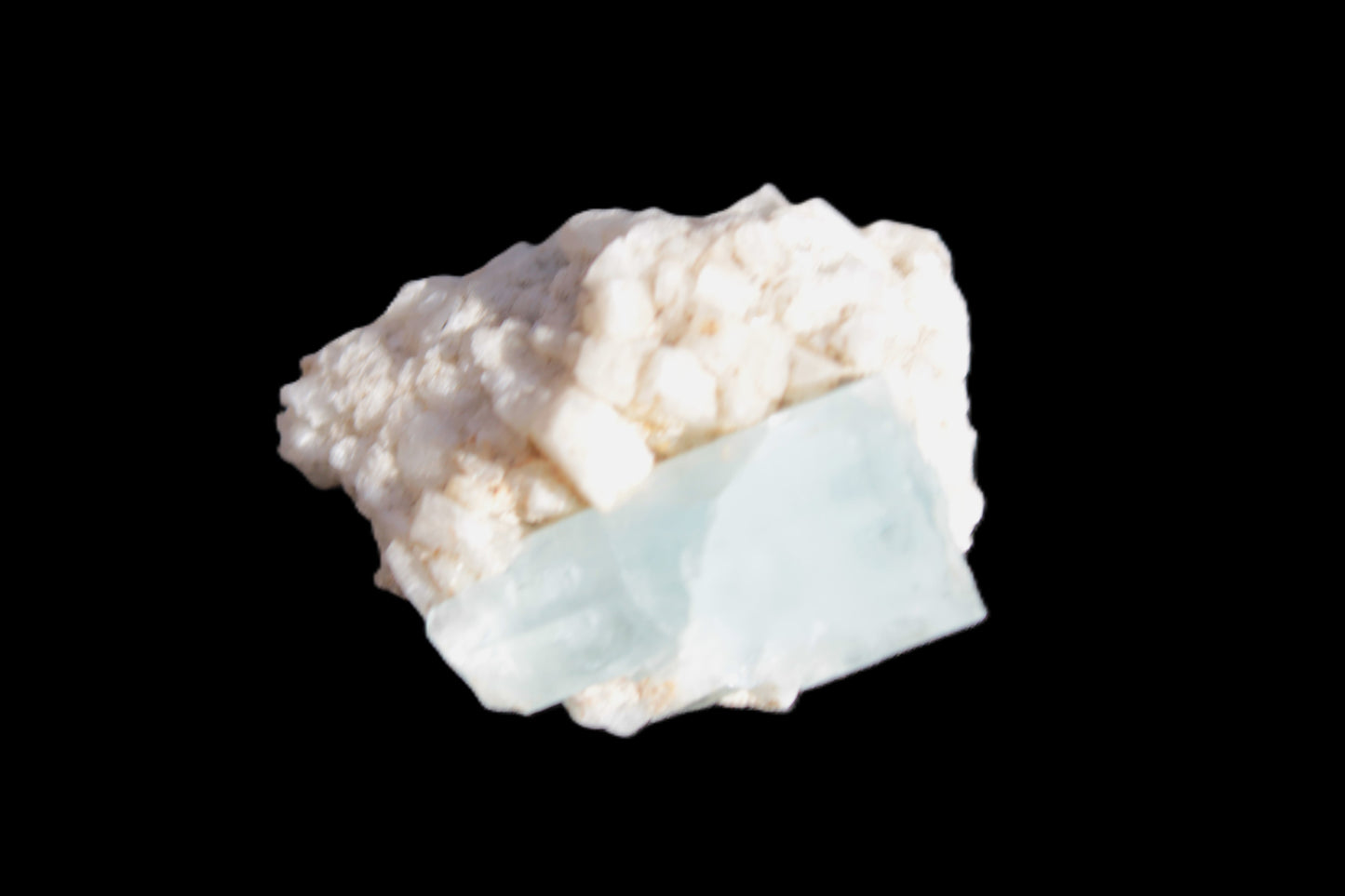 Blue Terminated Aquamarine crystal 21mm on Feldspar & Mica matrix 28mm 58.2ct 11.6g Rocks and Things