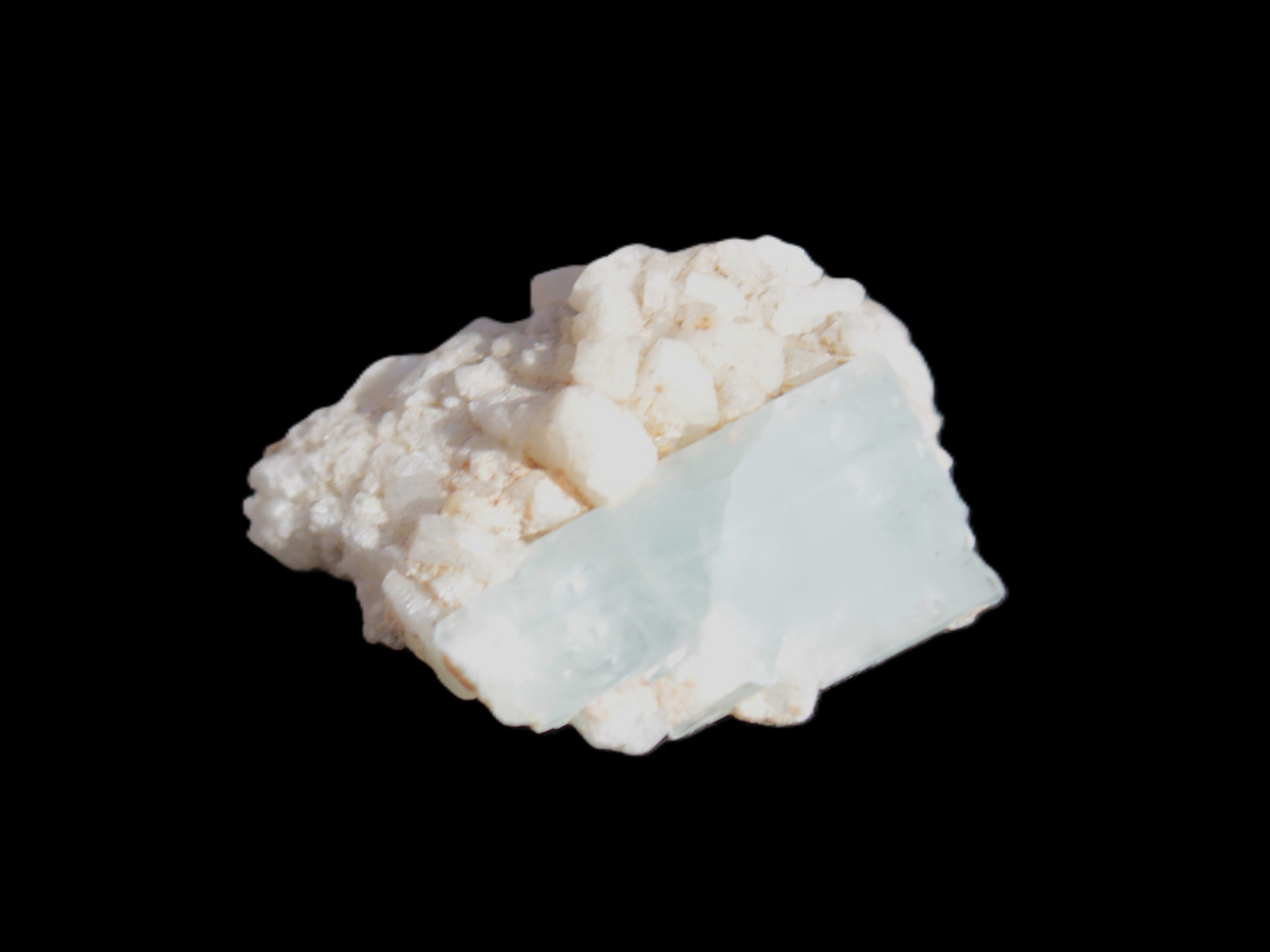 Blue Terminated Aquamarine crystal 21mm on Feldspar & Mica matrix 28mm 58.2ct 11.6g Rocks and Things