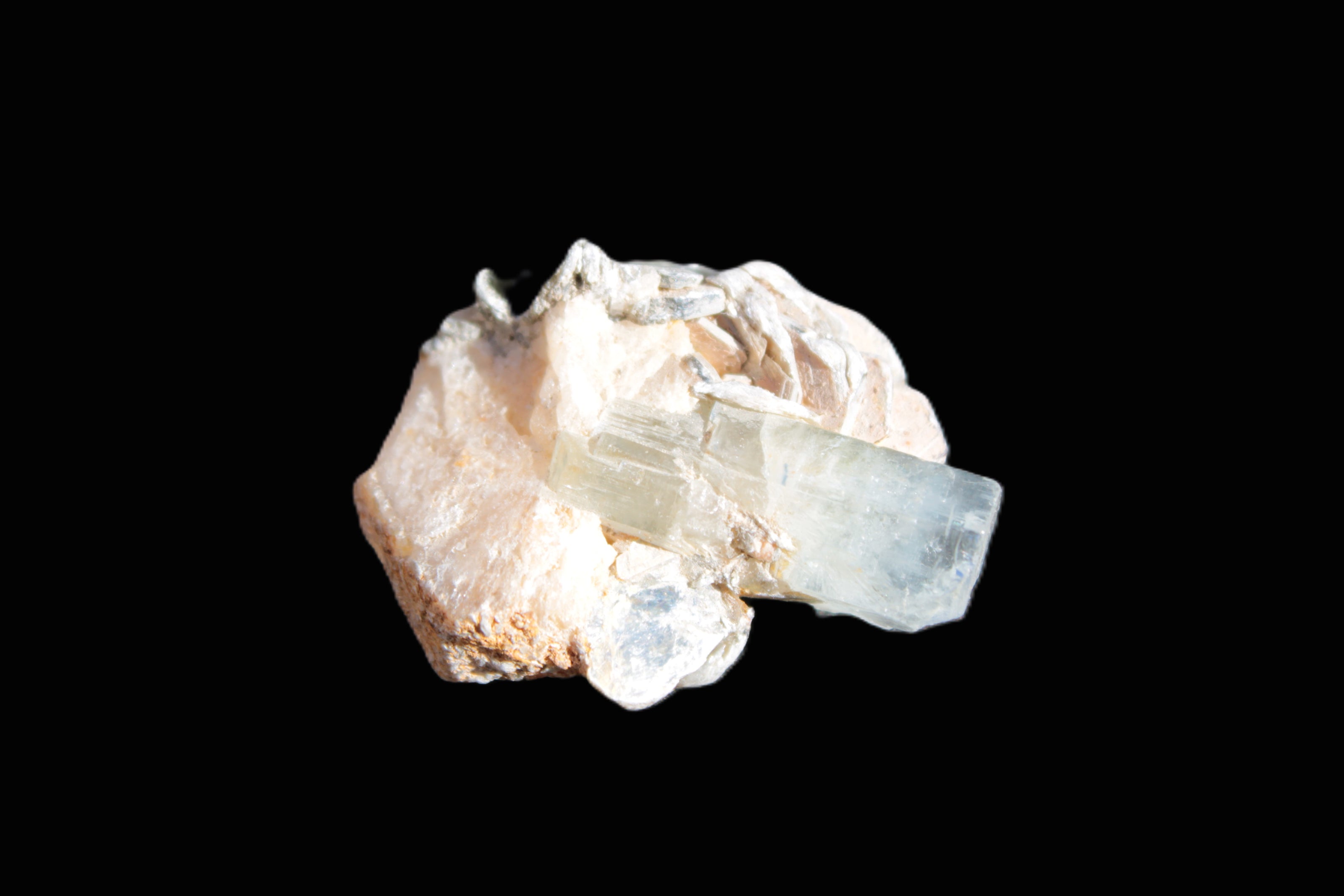 Terminated Aquamarine & Heliodor crystal 21mm with Lepidolite & Feldspar 52.1ct  10.4g Rocks and Things