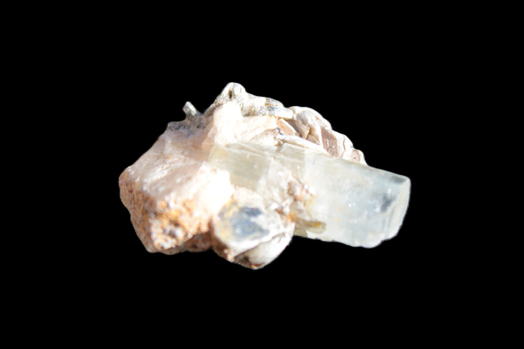 Terminated Aquamarine & Heliodor crystal 21mm with Lepidolite & Feldspar 52.1ct  10.4g Rocks and Things