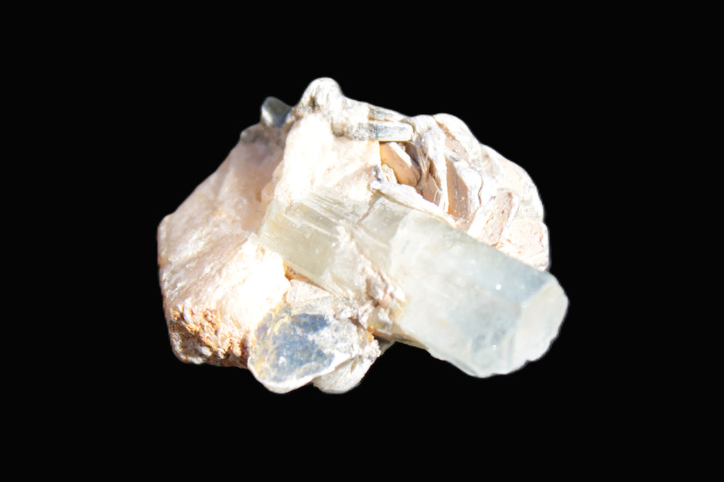 Terminated Aquamarine & Heliodor crystal 21mm with Lepidolite & Feldspar 52.1ct  10.4g Rocks and Things