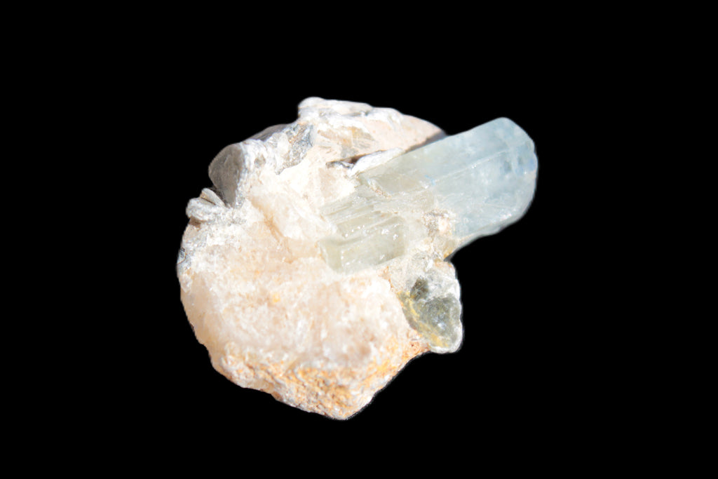 Terminated Aquamarine & Heliodor crystal 21mm with Lepidolite & Feldspar 52.1ct  10.4g Rocks and Things