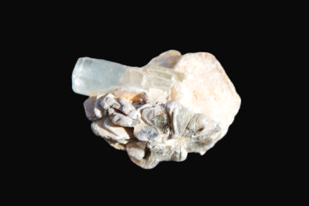 Terminated Aquamarine & Heliodor crystal 21mm with Lepidolite & Feldspar 52.1ct  10.4g Rocks and Things
