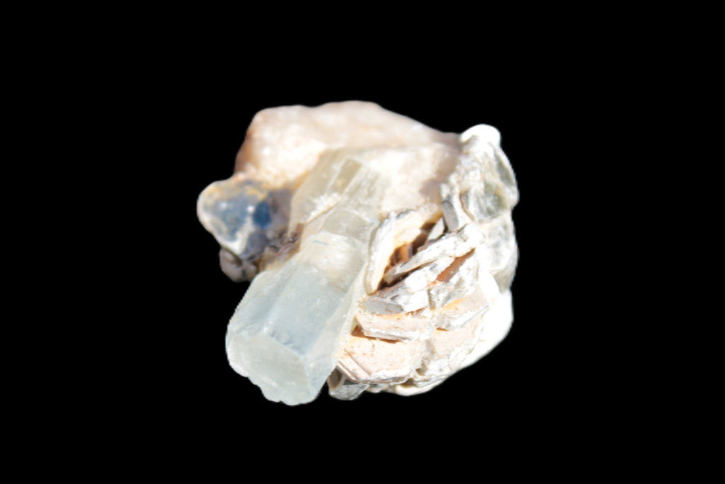 Terminated Aquamarine & Heliodor crystal 21mm with Lepidolite & Feldspar 52.1ct  10.4g Rocks and Things