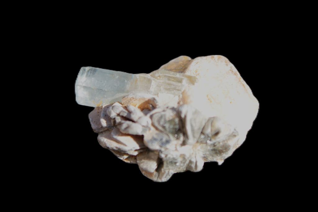 Terminated Aquamarine & Heliodor crystal 21mm with Lepidolite & Feldspar 52.1ct  10.4g Rocks and Things