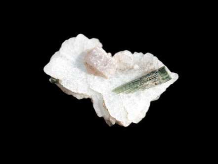 Green Tourmaline crystal on winged Muscovite with Lepidolite cluster 32mm 28.2ct 5.6g Rocks and Things