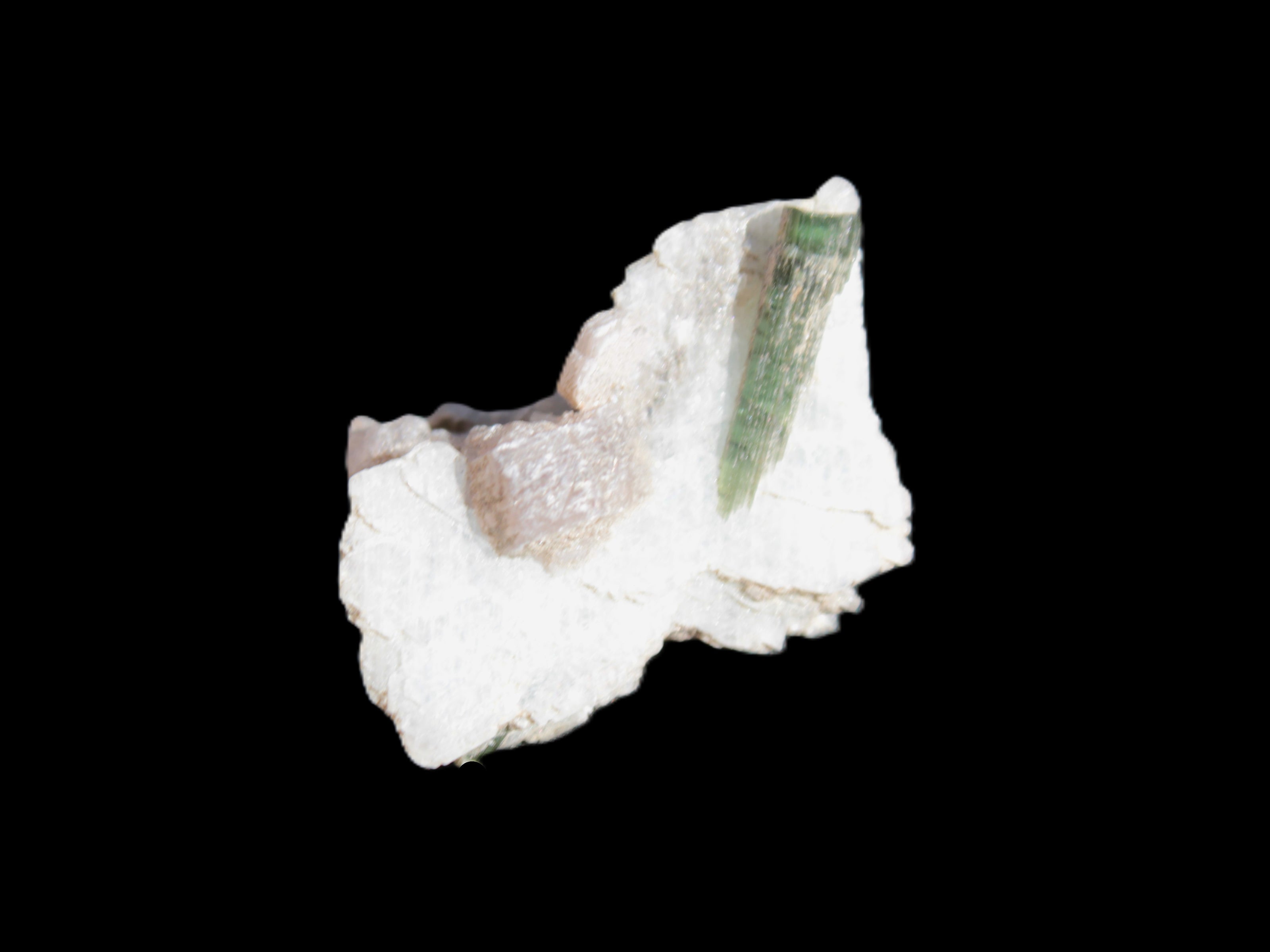 Green Tourmaline crystal on winged Muscovite with Lepidolite cluster 32mm 28.2ct 5.6g Rocks and Things