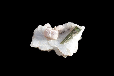 Green Tourmaline crystal on winged Muscovite with Lepidolite cluster 32mm 28.2ct 5.6g Rocks and Things