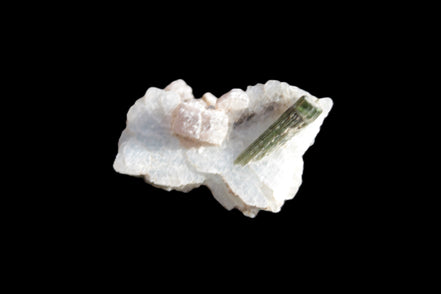 Green Tourmaline crystal on winged Muscovite with Lepidolite cluster 32mm 28.2ct 5.6g Rocks and Things