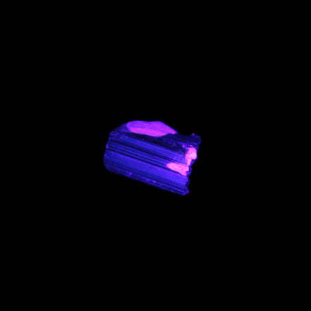 Dark Black Green Tourmaline 12mm 8ct 1.6g in UV light - Rocks and Things Store